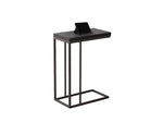 Table d'appoint TOCO Meubles Greg en métal noir avec plateau effet bois brun espresso, idéale pour salon.