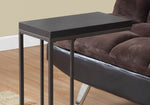 Table d'appoint TOCO Meubles Greg en métal noir et plateau brun espresso effet bois, design moderne.