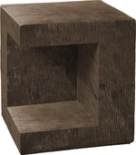 Table d'appoint Jupiter brun en oxyde de magnésium avec finition effet béton et étagère intégrée par TOCO Meubles.