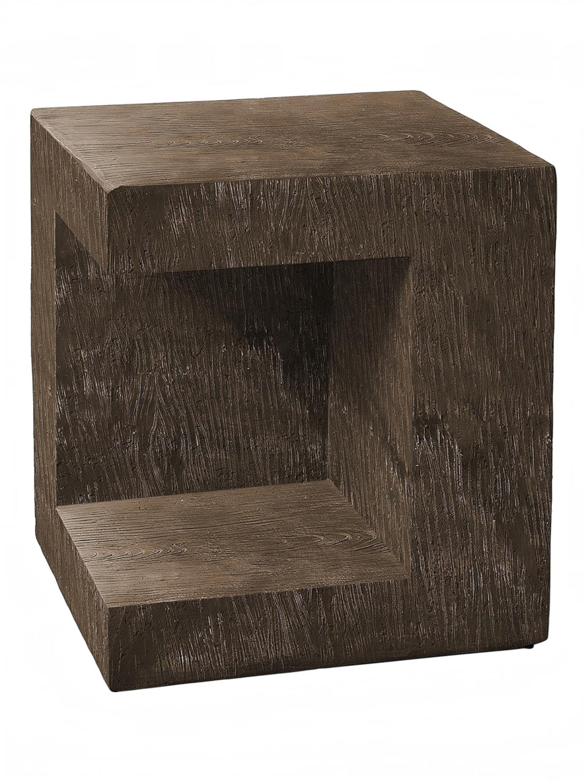 Table d'appoint Jupiter brun en oxyde de magnésium avec finition effet béton et étagère intégrée par TOCO Meubles.