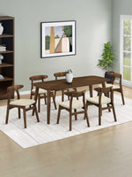 Ensemble de salle à manger TOCO Meubles Diane avec table en placage de noyer et six chaises en bois massif