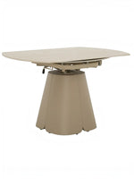 Table de salle à manger extensible Élise TOCO Meubles avec plateau bois clair et pied central beige en forme de fleur