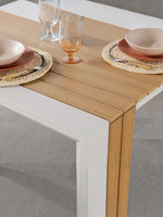 Table à manger d'extérieur Transformer TOCO Meubles en bois clair et cadre blanc moderne pour terrasse