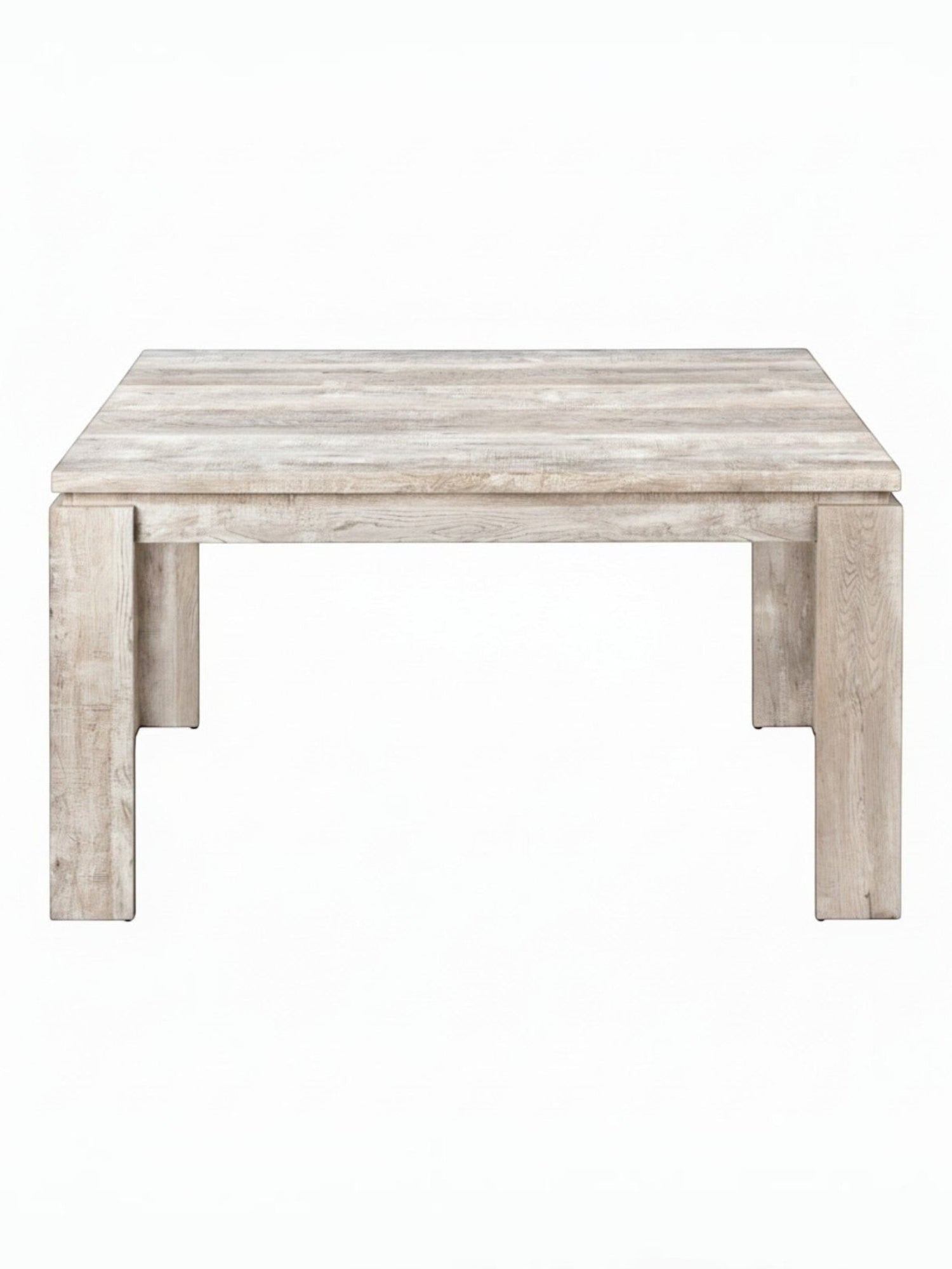 Table de salle à manger Lennox taupe effet bois récupéré par TOCO Meubles. Style contemporain avec pieds blocs robustes.