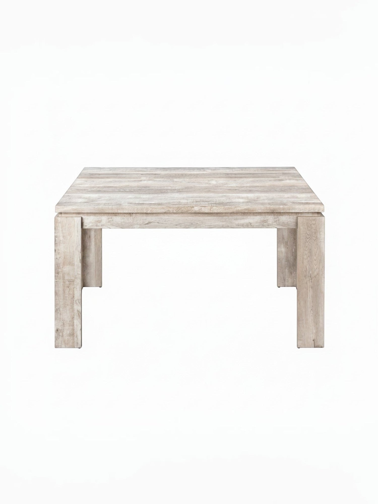 Table de salle à manger Lennox taupe effet bois récupéré par TOCO Meubles. Style contemporain avec pieds blocs robustes.