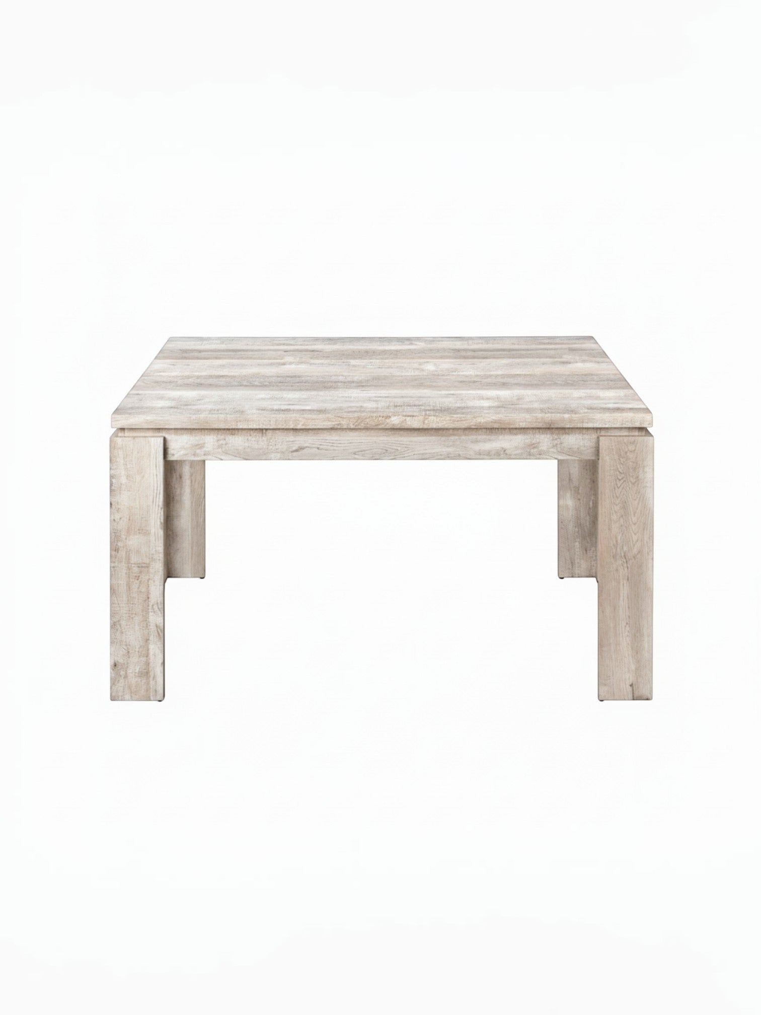 Table de salle à manger Lennox taupe effet bois récupéré par TOCO Meubles. Style contemporain avec pieds blocs robustes.