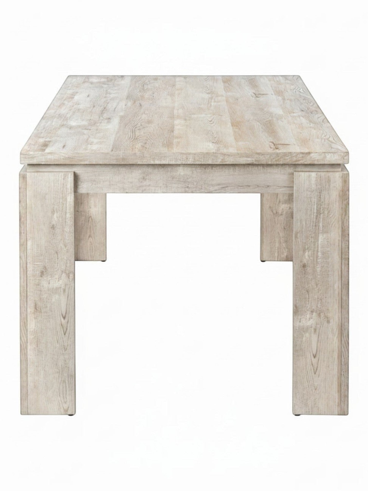 Table de salle à manger TOCO Meubles Lennox en bois effet taupe vieilli, style rustique et contemporain.