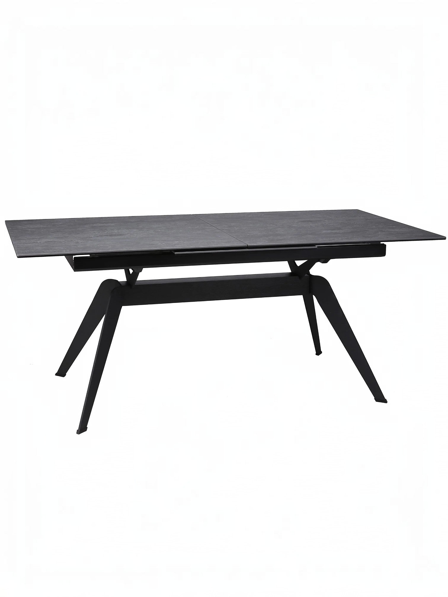 Table de salle à manger Liora TOCO Meubles en céramique grise extensible avec pieds en métal noir