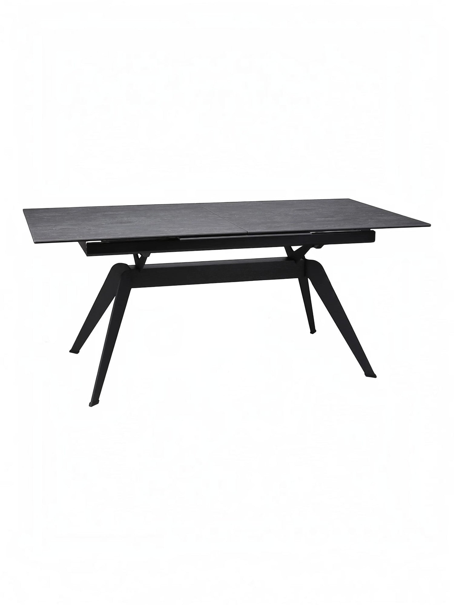 Table de salle à manger Liora TOCO Meubles en céramique grise extensible avec pieds en métal noir