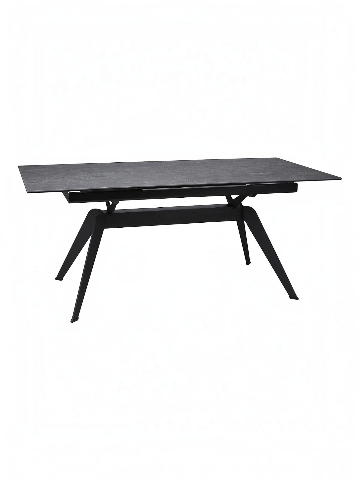 Table de salle à manger Liora TOCO Meubles en céramique grise extensible avec pieds en métal noir