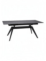 Table de salle à manger Liora TOCO Meubles en céramique grise extensible avec pieds en métal noir