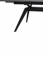 Table de salle à manger Liora TOCO Meubles en céramique grise avec pieds en métal noir, extensible
