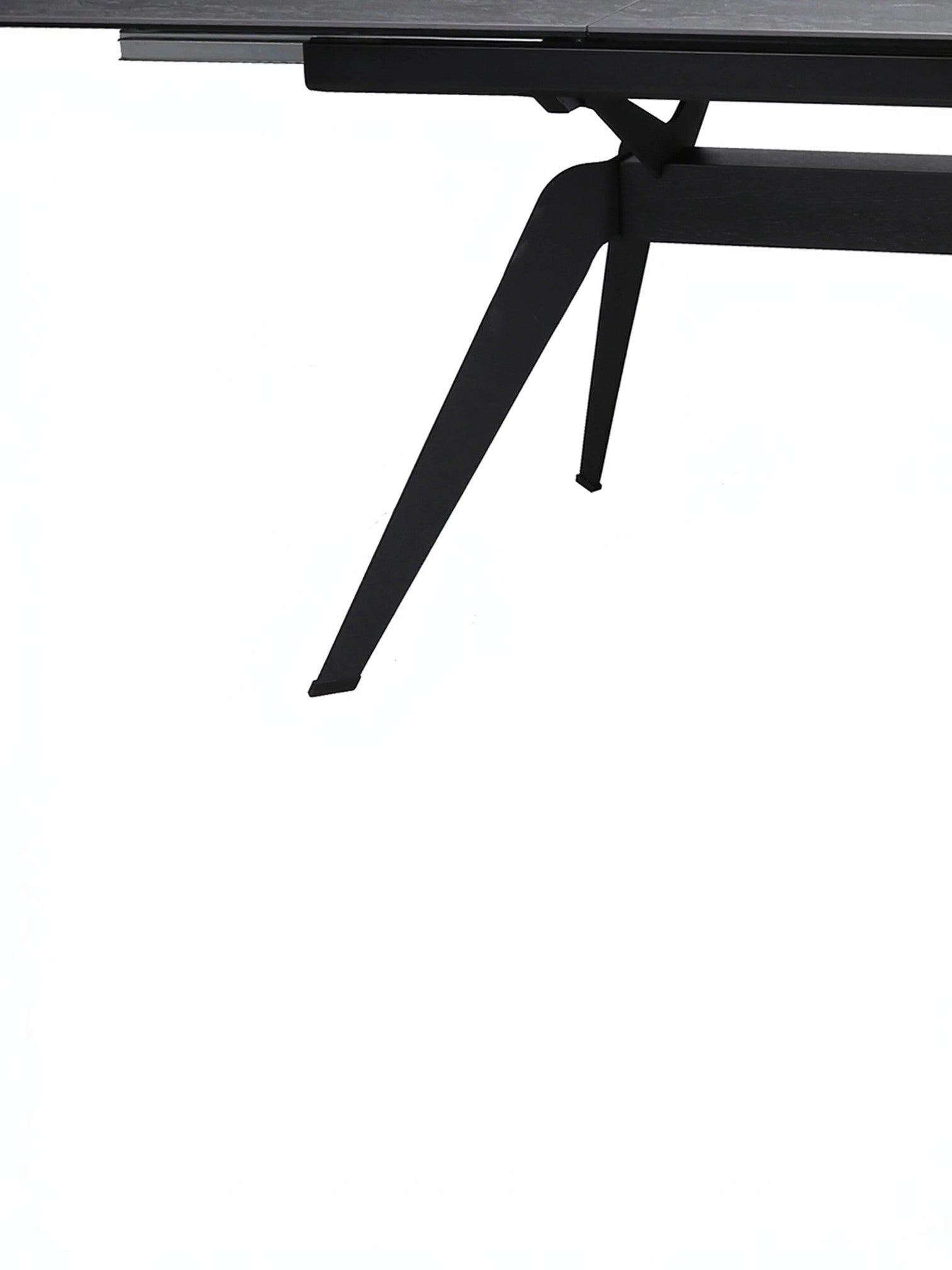 Table de salle à manger Liora TOCO Meubles en céramique grise avec pieds en métal noir, extensible