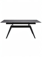 Table de salle à manger Liora TOCO Meubles en céramique grise extensible avec pieds en métal noir