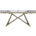 Table à manger TOCO Meubles Sinastra extensible plateau céramique effet marbre piètement kaki mat