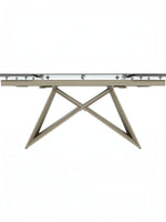 Table à manger TOCO Meubles Sinastra extensible plateau céramique effet marbre piètement kaki mat
