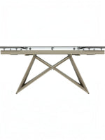 Table à manger TOCO Meubles Sinastra extensible plateau céramique effet marbre piètement kaki mat