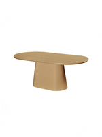 Table de salle à manger ovale TOCO Meubles Savanah en placage de chêne naturel avec base centrale cannelée élégante