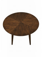 Table de salle à manger ronde Diane par TOCO Meubles en bois foncé avec un plateau au motif géométrique élégant