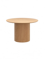 Table de salle à manger ronde Savanah TOCO Meubles en bois naturel avec base centrale rainurée et placage chêne