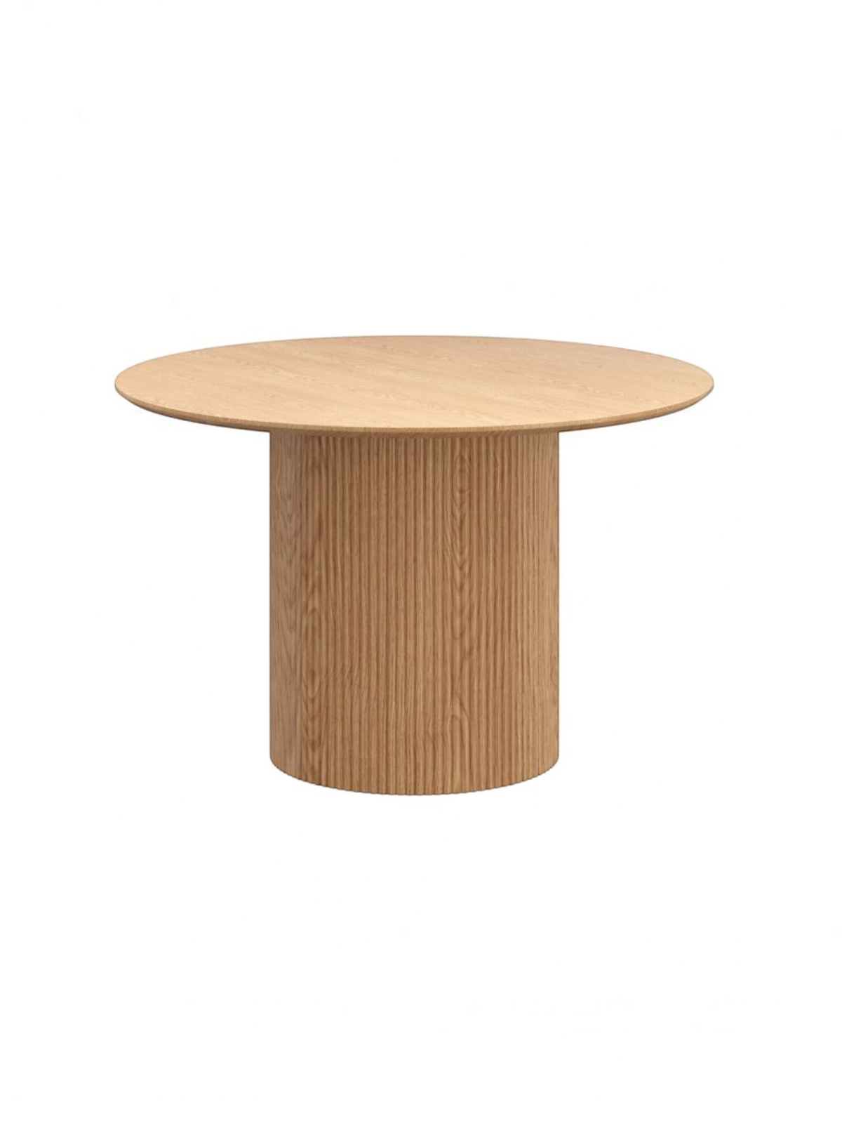 Table de salle à manger ronde Savanah TOCO Meubles en bois naturel avec base centrale rainurée et placage chêne