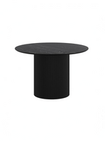 Table de salle à manger ronde noire TOCO Meubles avec base centrale rainurée et plateau en placage de chêne