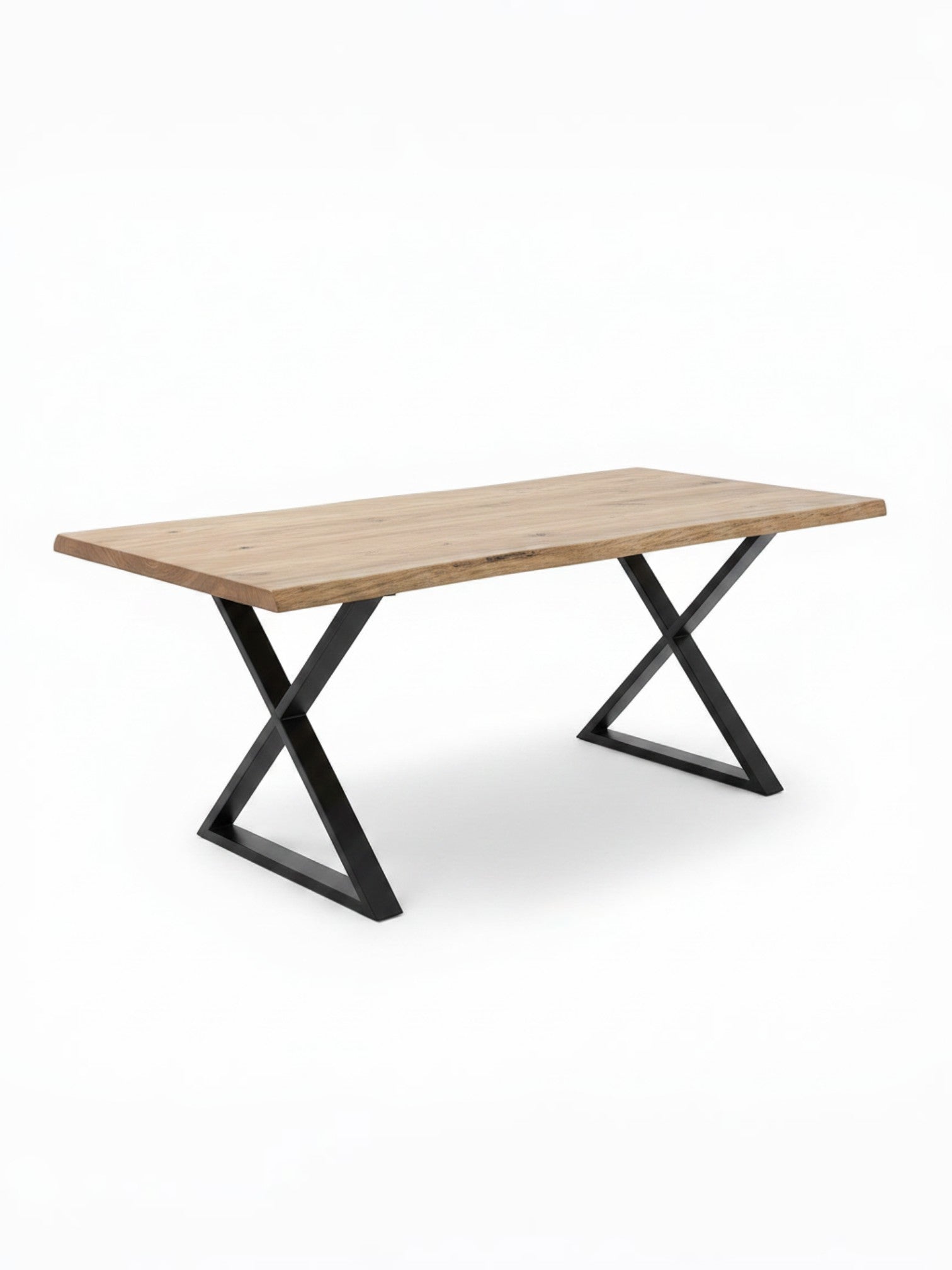 Table de salle à manger Nova TOCO Meubles en bois avec pieds en métal noir, style industriel moderne.