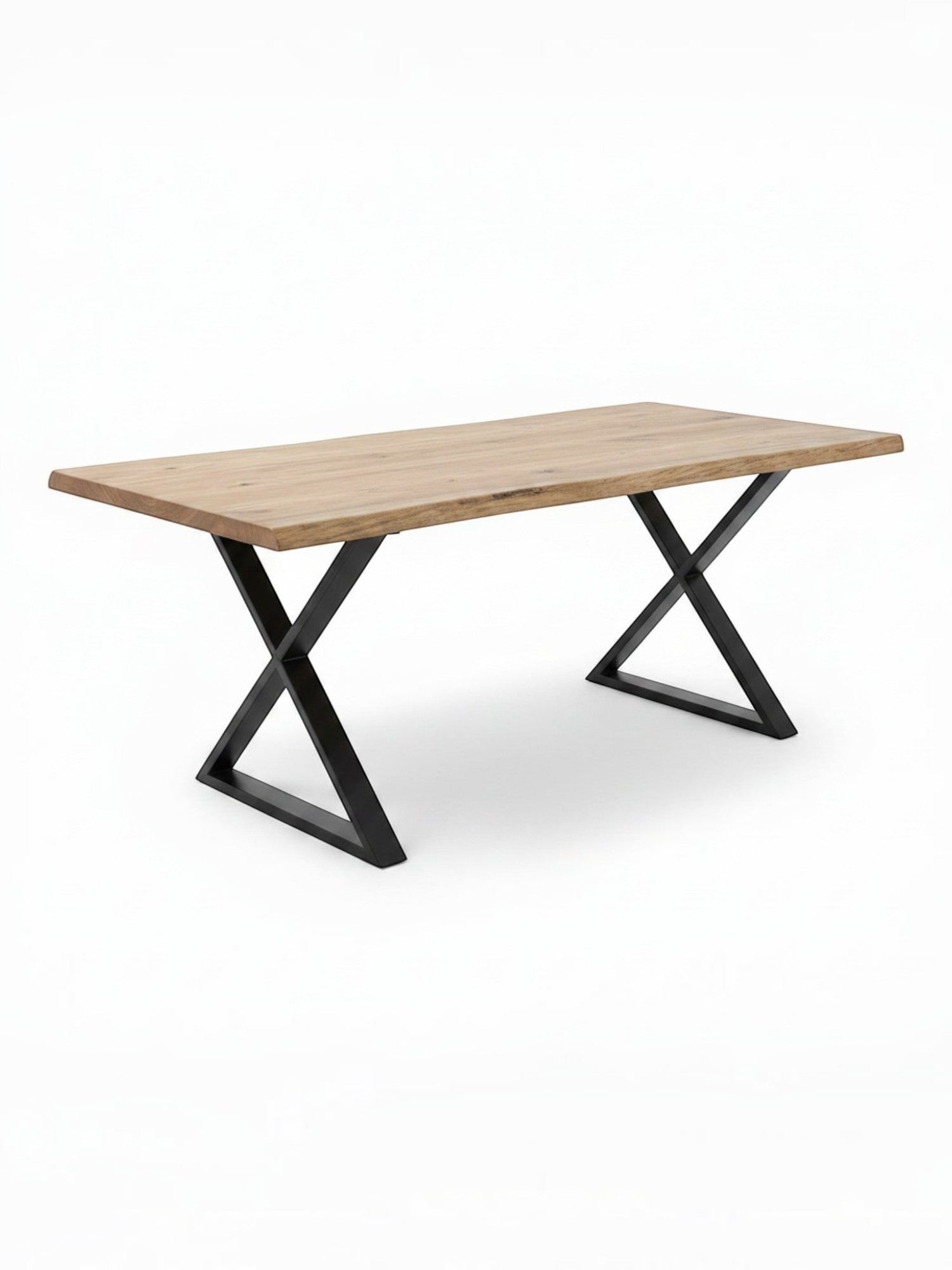 Table de salle à manger Nova TOCO Meubles en bois avec pieds en métal noir, style industriel moderne.