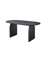 Table de salle à manger Arco TOCO Meubles en bois massif teinté foncé avec plateau ovale et pieds arqués modernes