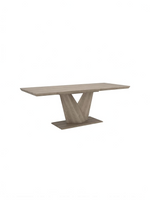 Table de salle à manger extensible TOCO Meubles Cleo en chêne délavé avec base géométrique à double piédestal