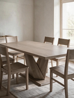 Table de salle à manger extensible TOCO Meubles Cleo en chêne délavé avec base géométrique et chaises assorties