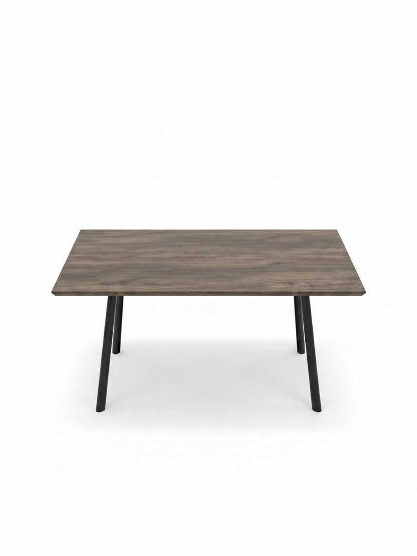 Table de salle à manger extensible Fiero par TOCO Meubles avec plateau en bois brun et pieds noirs modernes