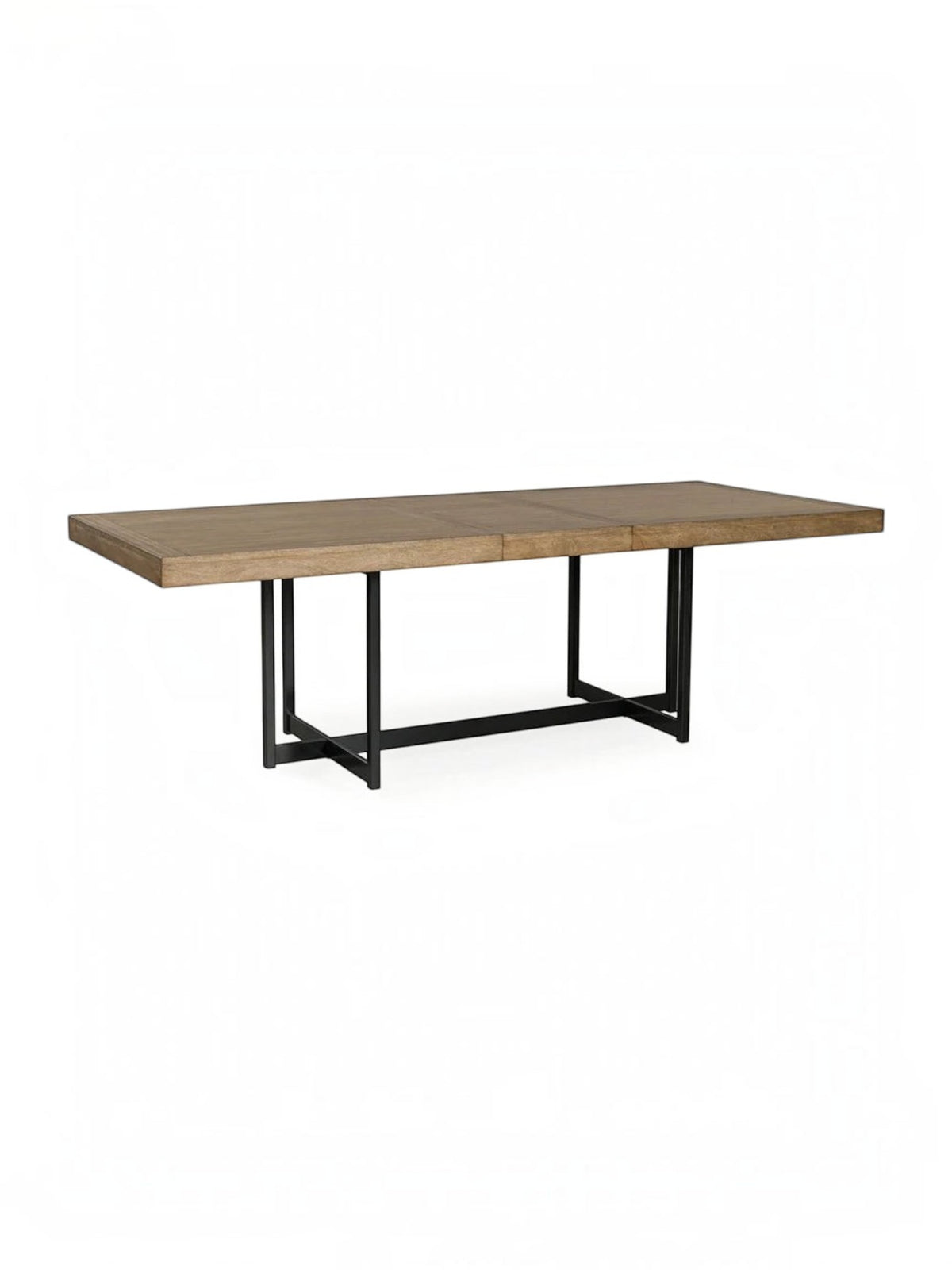 Table de salle à manger rectangulaire extensible TOCO Meubles en bois brun clair avec pieds en métal noir