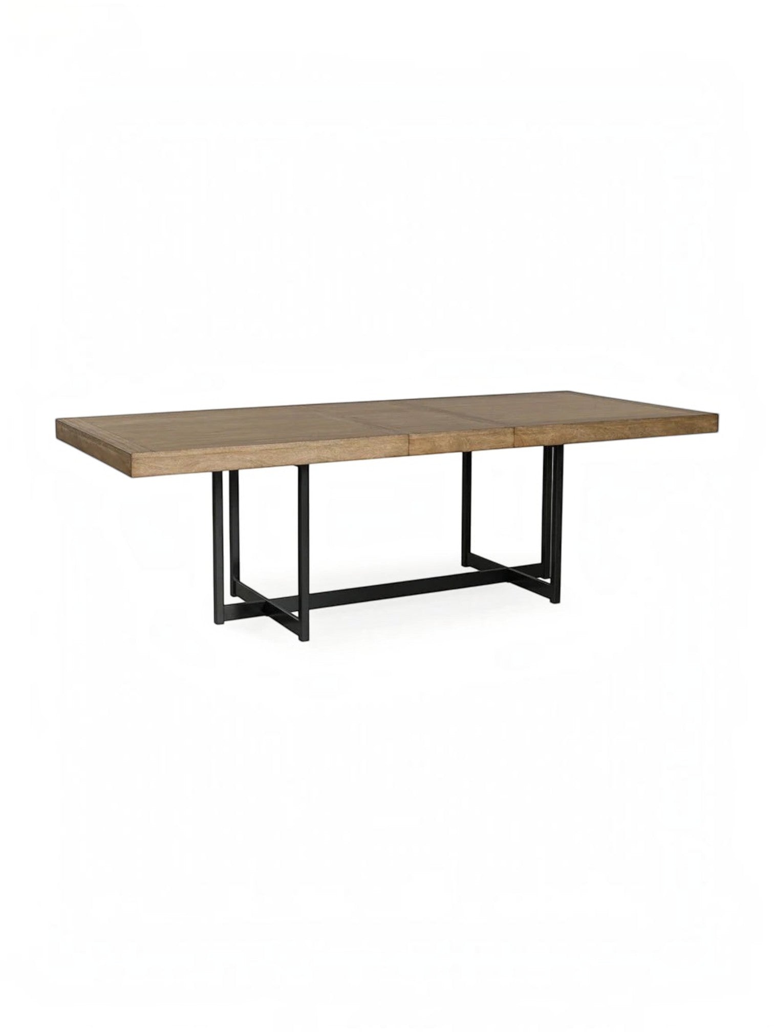 Table de salle à manger rectangulaire extensible TOCO Meubles en bois brun clair avec pieds en métal noir