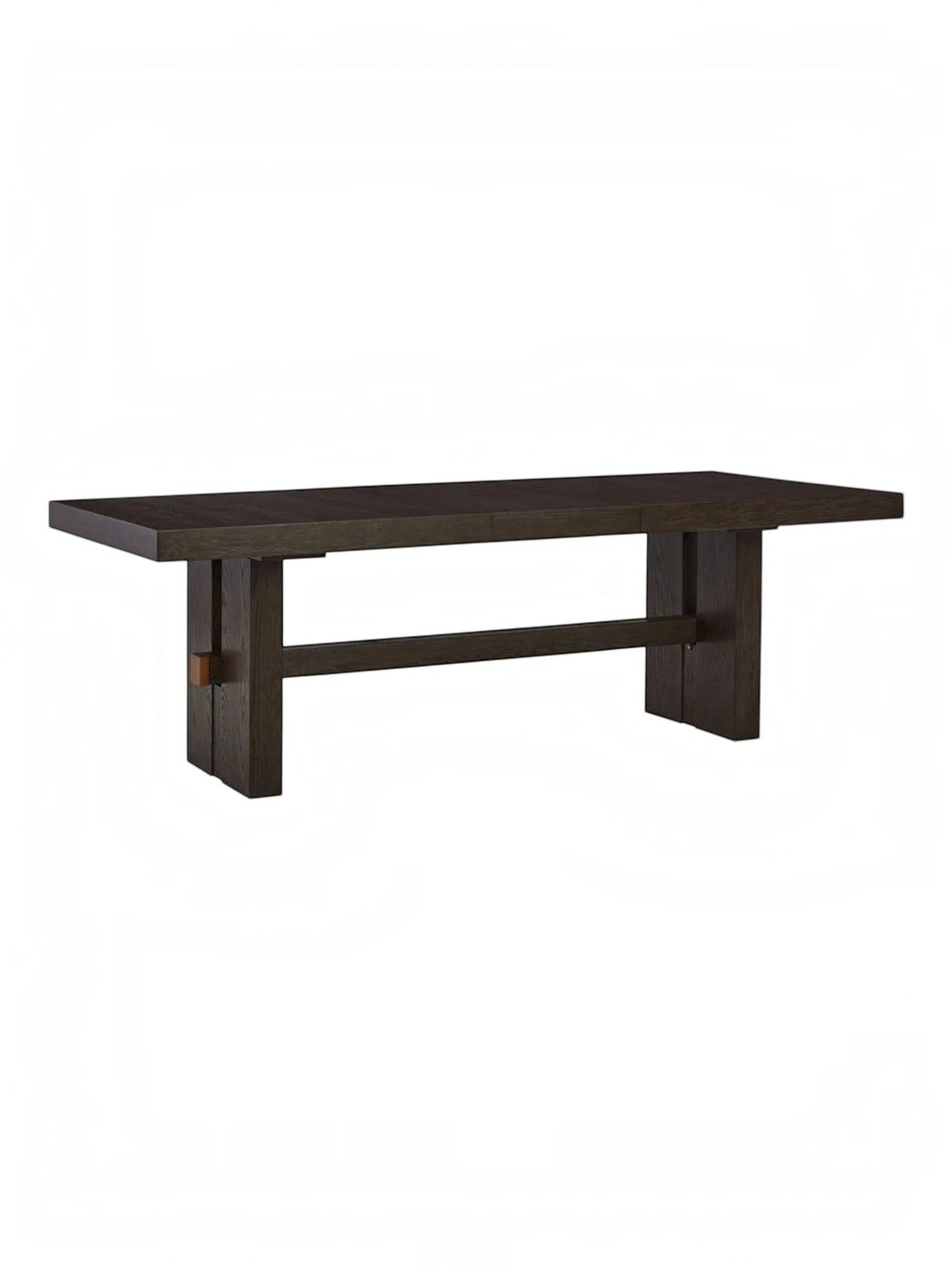 Table de salle à manger rectangulaire extensible TOCO Meubles en bois brun foncé avec base robuste