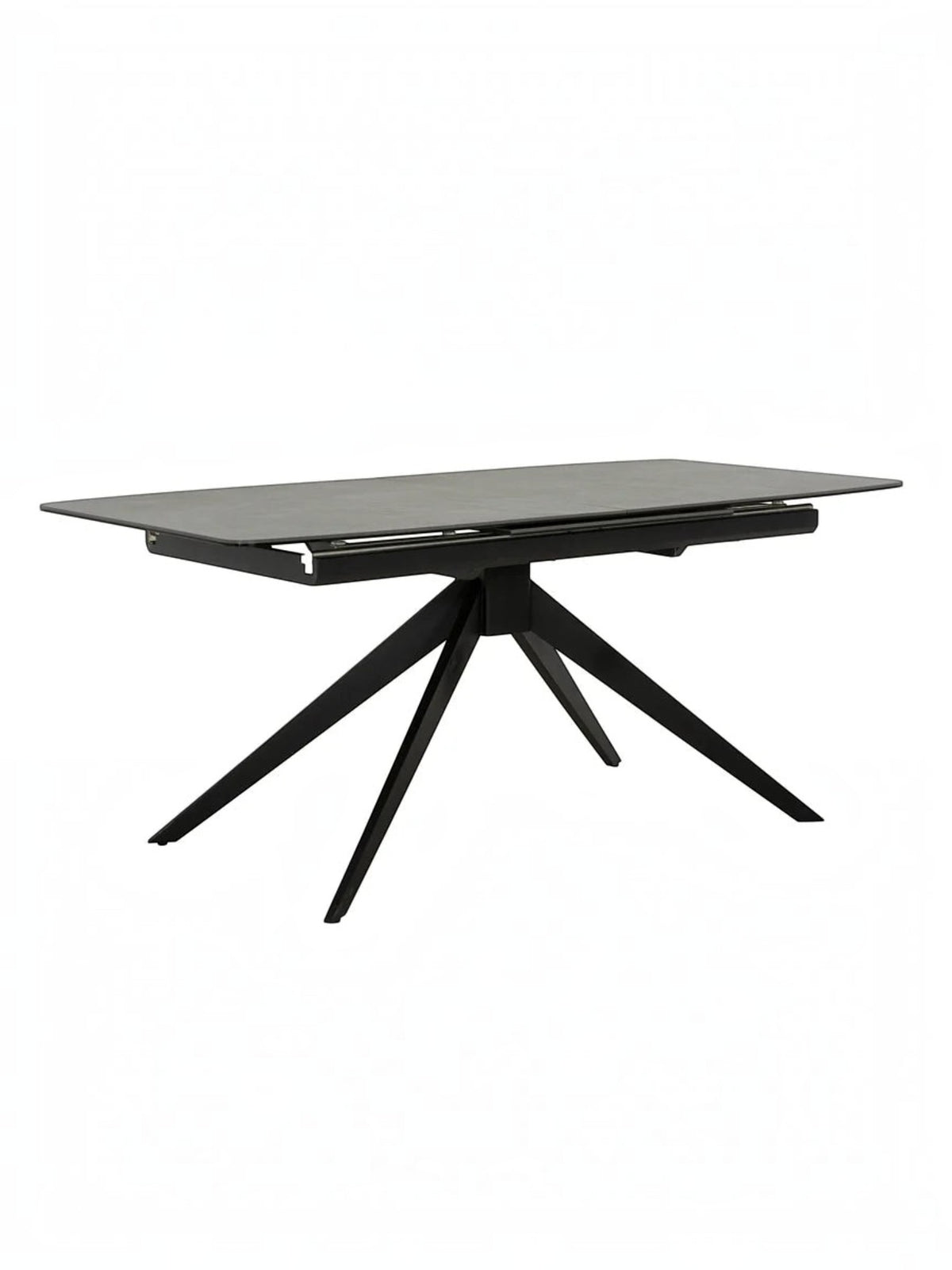 Table de salle à manger extensible Julia TOCO Meubles noire avec plateau rectangulaire et pieds en étoile modernes