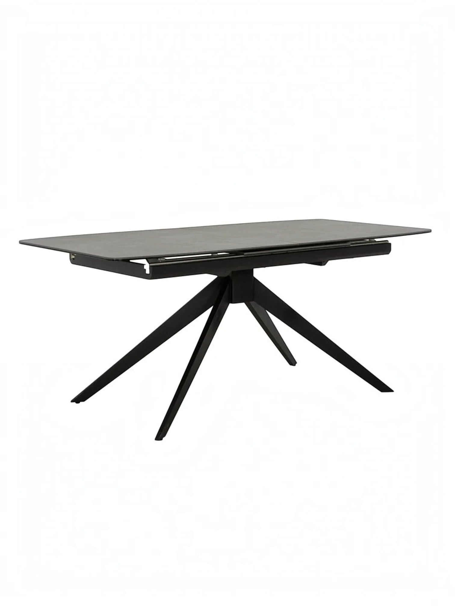 Table de salle à manger extensible Julia TOCO Meubles noire avec plateau rectangulaire et pieds en étoile modernes