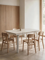 Table de salle à manger extensible Geraldo TOCO Meubles avec plateau effet travertin et structure crème