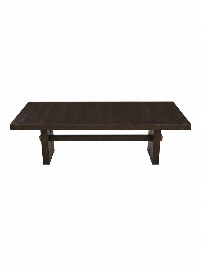 Table de salle à manger extensible Koren par TOCO Meubles en bois massif brun foncé au design rectangulaire moderne