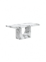 Table de salle à manger TOCO Meubles Aureli rectangulaire en composite blanc Bulgari effet marbre avec base arquée