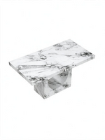 Table de salle à manger TOCO Meubles Aureli rectangulaire en composite blanc Bulgari effet marbre avec base arquée