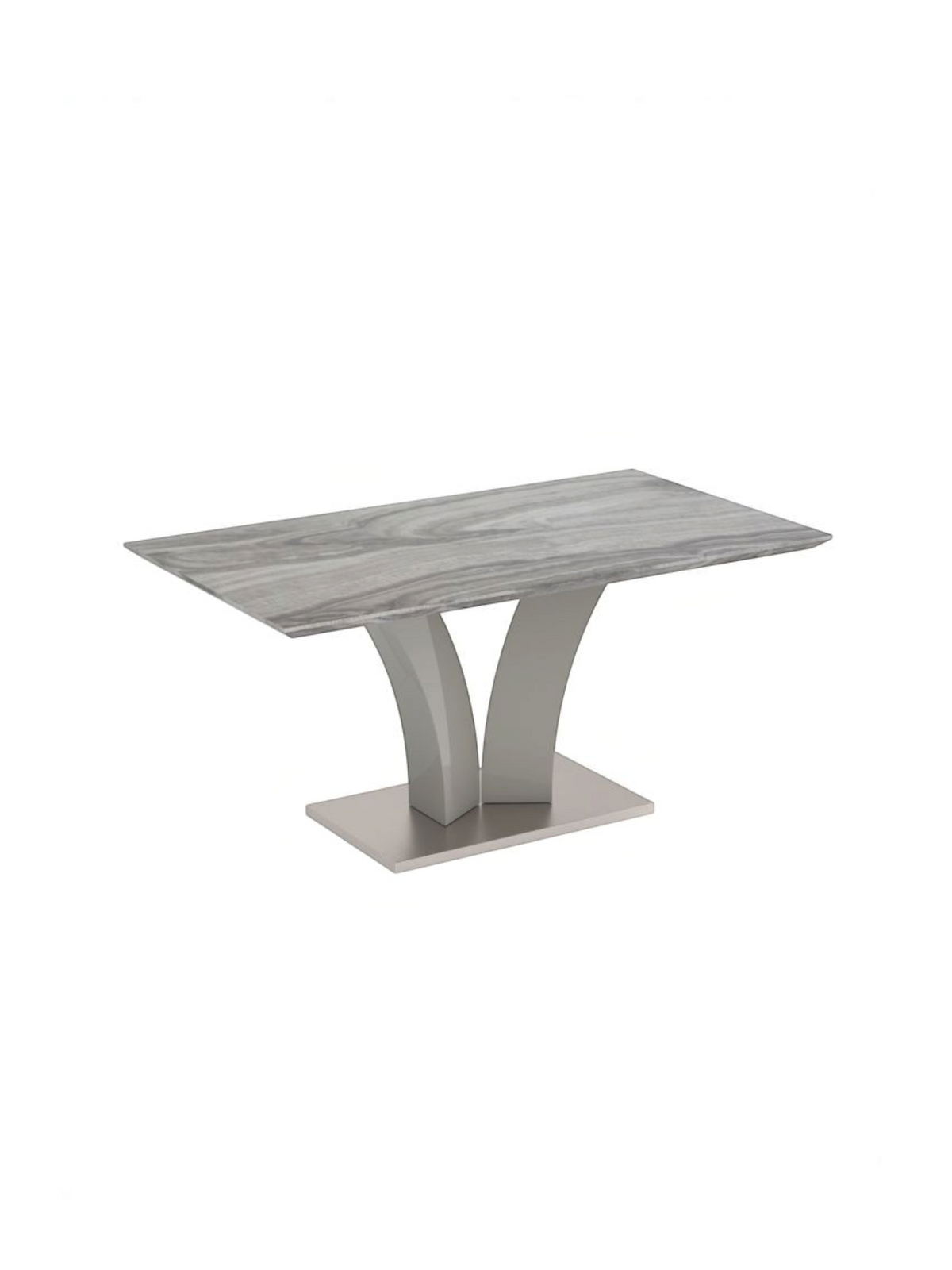 Table de salle à manger TOCO Meubles Apolla rectangulaire avec plateau effet marbre gris et base géométrique moderne