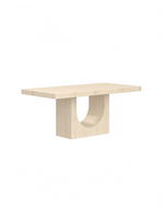 Table de salle à manger rectangulaire Aureli par TOCO Meubles en composite fini travertin avec base arquée sculpturale