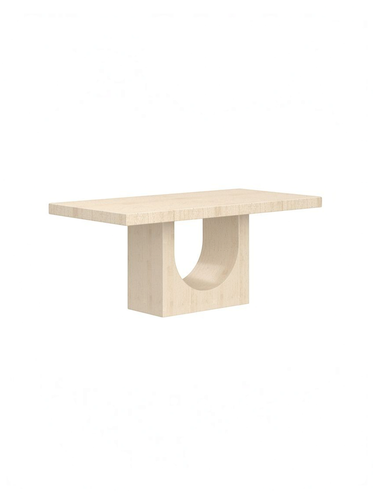 Table de salle à manger rectangulaire Aureli par TOCO Meubles en composite fini travertin avec base arquée sculpturale