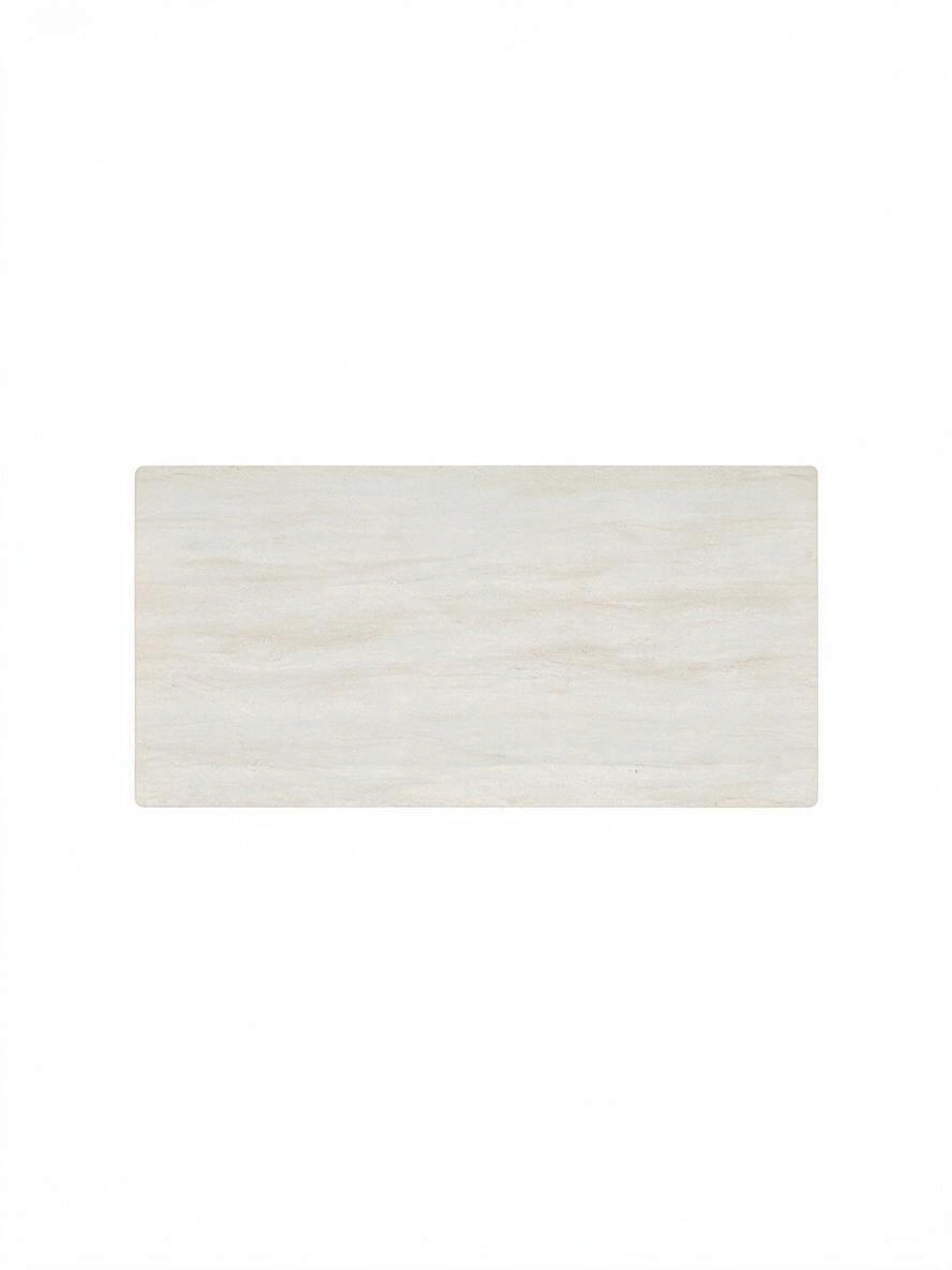 Vue de dessus de la table de salle à manger extensible Geraldo de TOCO Meubles avec plateau en pierre fini travertin