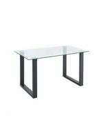 Table de salle à manger Ranco TOCO Meubles avec plateau en verre trempé transparent et structure en métal noir