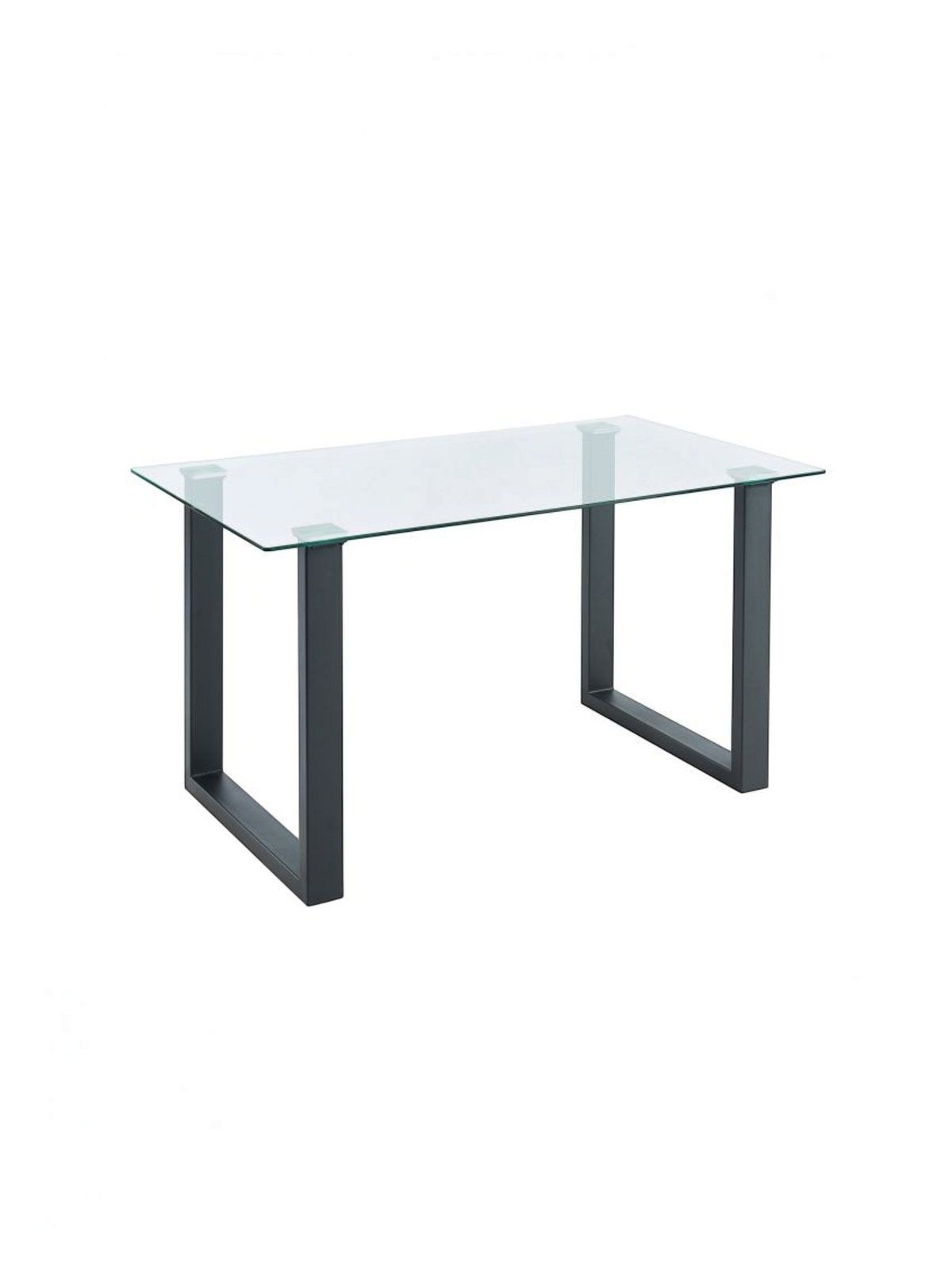 Table de salle à manger Ranco TOCO Meubles avec plateau en verre trempé transparent et structure en métal noir