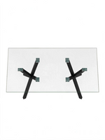 Table de salle à manger rectangulaire Elora par TOCO Meubles avec plateau en verre trempé et base en métal noir mat