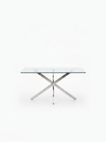 Table de salle à manger Malia TOCO Meubles avec plateau en verre trempé et base croisée en métal chromé