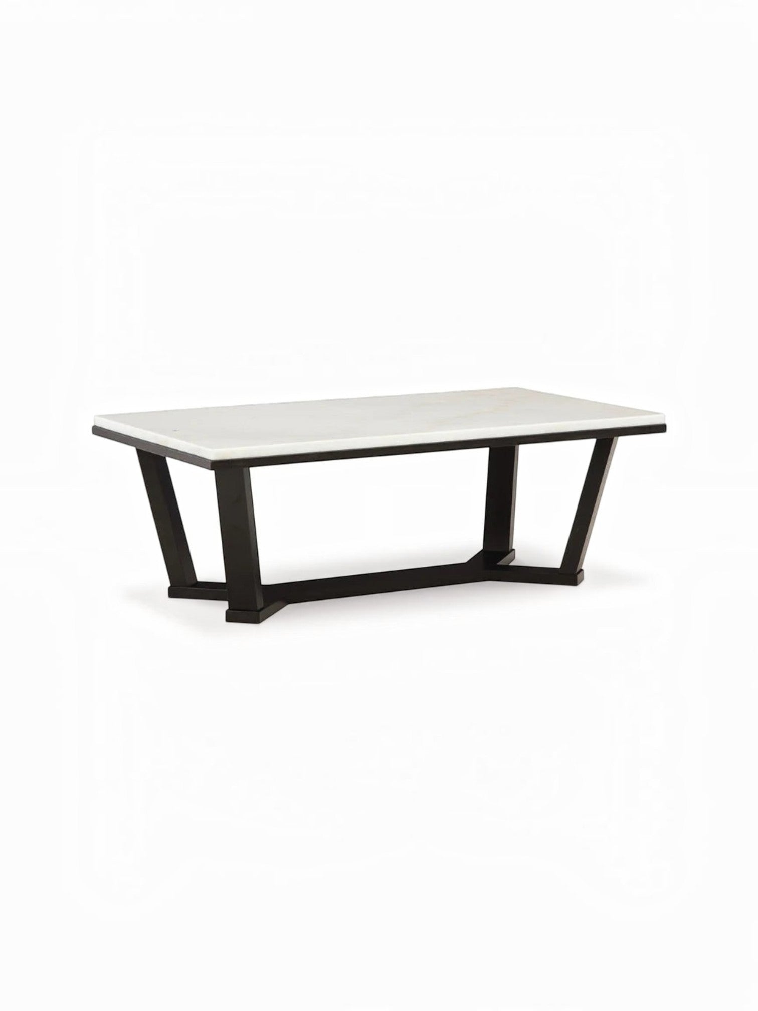 Table de salon Sola TOCO Meubles rectangulaire avec plateau blanc et base en bois espresso